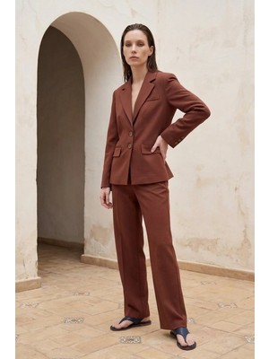 Hiccup Kadınlar My Fashıon Kadın Blazer Ceket Kestane Kahvesi