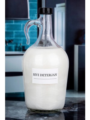 Nyl Home Dekoratif Cam Sıvı Deterjan Şişesi 1500 ml Siyah Kapaklı