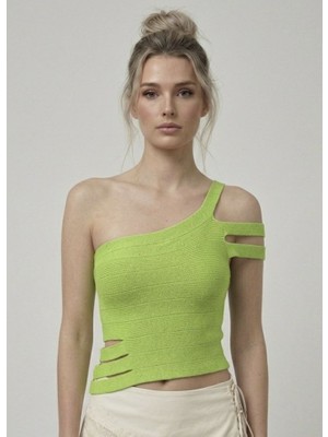 Neden Tekstil Asimetrik Tek Omuz Triko Crop Bluz