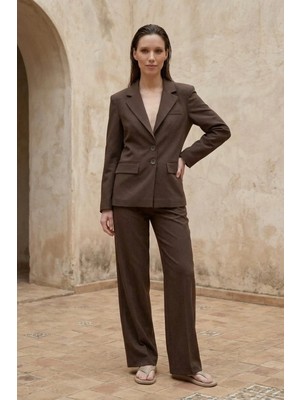 Hiccup Kadınlar My Fashıon Kadın Blazer Ceket Kahve Kahvesi