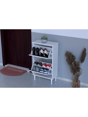 Vivense Umay Ayaklı 52 cm 2 Düşer Kapaklı Ayakkabılık, Antrasit