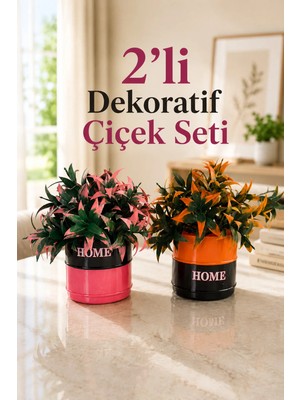 Nyl Home 2'li Vella Dekoratif Yapay Çiçek Seti - Home Saksılı Balkon Salon Mutfak Ofis Dekor Çiçeği