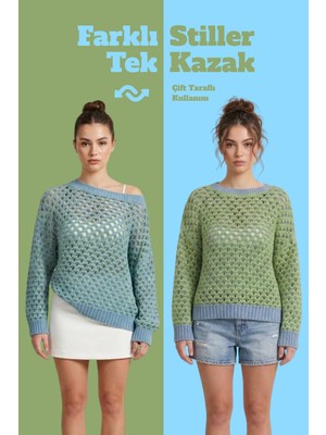 Neden Tekstil Çift Taraflı Triko Kazak Özel Tasarım İki Yönlü Kullanımlı File Dokulu Kazak