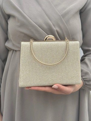She Poly Kadın Çupra Altın Abiye Clutch Portföy Çanta