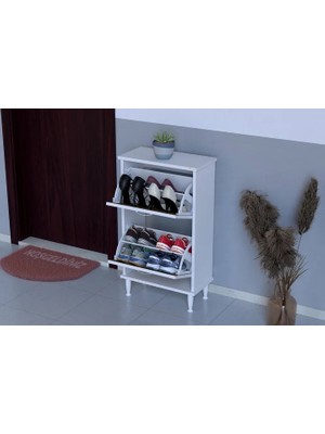 Vivense Umay Ayaklı 52 cm 2 Düşer Kapaklı Ayakkabılık, Ceviz