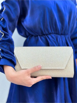 She Poly Kadın Çupra Altın Abiye Clutch Portföy El Gece Düğün Çantası