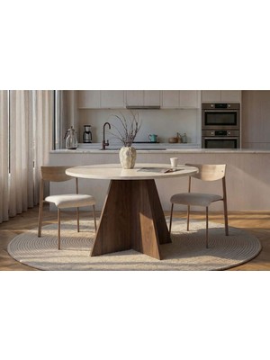 Rani Home Yemek Masası Traverten - Venedik Cevizi 120 cm GA-5309