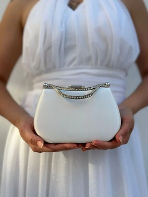 She Poly Kadın Saten Sedef  Abiye Clutch Portföy Zincir Askılı El Düğün Nişan Gece Omuz Çantası