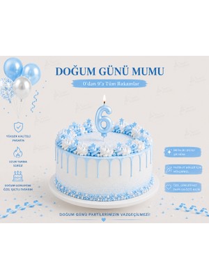 Parti Dükkanı Mavi 6 Rakam Pasta Mumu 12 cm Doğum Günü Sayı Mumu