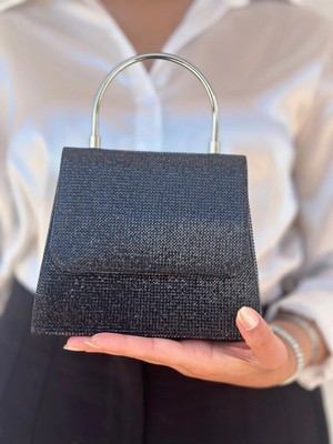 She Poly Kadın Siyah Abiye Clutch Portföy El Düğün Nişan Gece Çantası