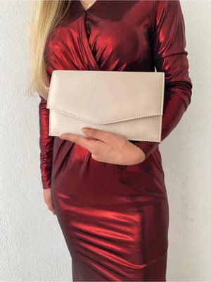 She Poly Saten Ten Abiye Çanta Clutch Portföy Askılı Omuz ve El Çantası 2023
