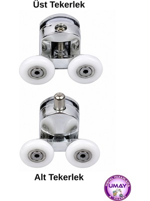 Duşakabin Alt Üst Sürgülü Cam Kabin Tekeri Metal Gövdeli Krom Kaplama Rulmanlı Teker Seti (2’li Set)