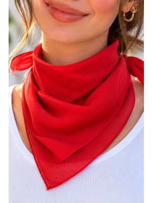 Sacce Scarves & Accessories Düz Kırmızı Bandana Pamuk Unisex Fular Saç Boyun Bilek Aksesuarı