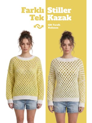 Neden Tekstil Çift Taraflı Triko Kazak Özel Tasarım İki Yönlü Kullanımlı File Dokulu Kazak