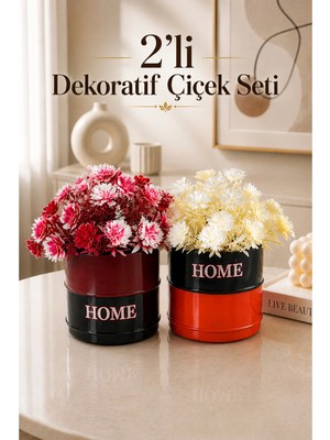 Nyl Home 2'li Fiora Dekoratif Yapay Çiçek Seti - Home Saksılı Balkon Salon Mutfak Ofis Dekor Çiçeği