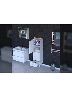 Vivense Ilkim Alt Modül Çekmece Üst Modül Kapak Banyo Dolabı 35 cm