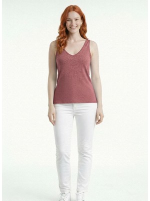 Neden Tekstil Kadın V Yaka Ince Askılı Basic T-Shirt