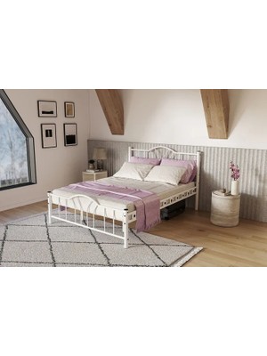 Vivense Argimo Bella Metal Karyola, Beyaz, 160X200