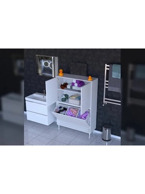 Vivense Ilkim Alt Modül Sepet Üst Modül Kapak Banyo Dolabı, 100 cm
