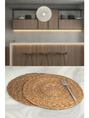 Nyl Home Hasır Jüt Supla 2'lı Set Amerikan Servis 34 cm Çap Supla 2'lı