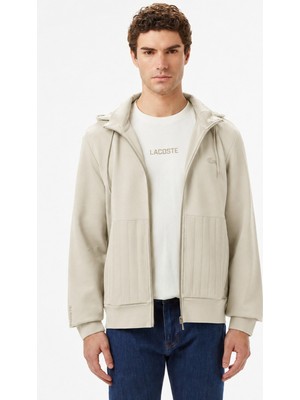 Lacoste Men's Regular Fit Mens Swshirt Çıkarılabilir Kapüşonlu Pamuklu Erkek Sweatshirt Bej