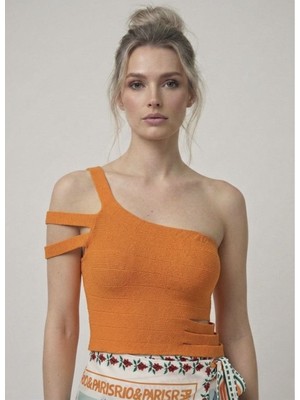 Neden Tekstil Asimetrik Tek Omuz Triko Crop Bluz