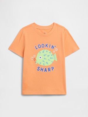 Gap Erkek Bebek Turuncu Grafik Baskılı T-Shirt