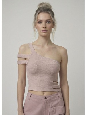 Neden Tekstil Asimetrik Tek Omuz Triko Crop Bluz