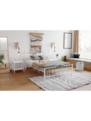 Vivense Argimo Bella Metal Karyola, Beyaz, 140X200