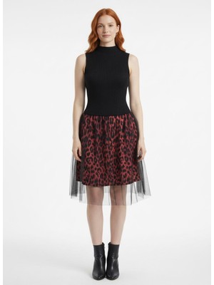 Neden Tekstil Kadın Triko Slim Fit Tül Etekli Mini Elbise