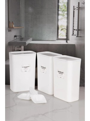 Nyl Home Vakum Kapaklı Beyazlar Renkliler Bulaşık Makinası Tableti Kutusu Kabı 2 Adet Kürek Hediyeli