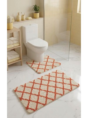 Eurobano Royal Iskandinav 2'li 60X100 cm Lateks Kaymaz Taban Banyo Paspası Seti Makinede Yıkanabilir Paspas
