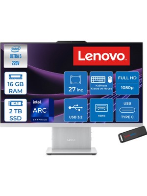 Lenovo Ideacentre Aıo 27ILL11 Intel Core Ultra 5 226V Up 4,5ghz 16GB Ddr5 2tb SSD Arc™ Graphics 130V 27" Fhd IPS 300NITS Anti-Glare, 99% Srgb Freedos Allınone Bilgisayar F0JW000HTRF04+ZETTAUSBBELLEK