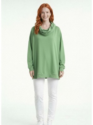 Neden Tekstil Oversize Kadın Sweatshirt Kapüşonlu Rahat Kalıp