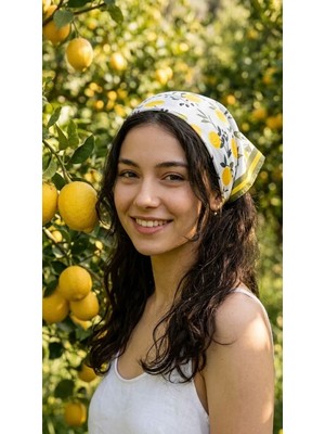 Trend Dokunuş 50-50 Saten Limonlu Fular Bandana