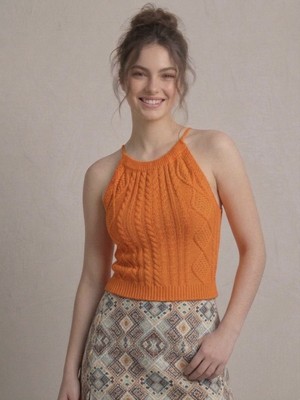 Neden Tekstil Kadın Triko Örme Halter Yaka Crop Bluz
