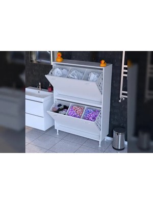 Vivense Ilkim Alt ve Üst Modül Sepetli Banyo Dolabı, 90 cm