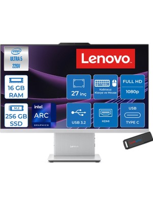 Lenovo Ideacentre Aıo 27ILL11 Intel Core Ultra 5 226V Up 4,5ghz 16GB Ddr5 256GB SSD Arc™ Graphics 130V 27" Fhd IPS 300NITS Anti-Glare, 99% Srgb Freedos Allınone Bilgisayar F0JW000HTRF01+ZETTAUSBBELLEK