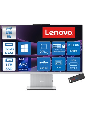 Lenovo Ideacentre Aıo 27ILL11 Intel Core Ultra 5 226V Up 4,5ghz 16GB Ddr5 1tb SSD Arc™ Graphics 130V 27" Fhd IPS 300NITS Anti-Glare, 99% Srgb WIN11HOME Allınone Bilgisayar F0JW000HTRH03+ZETTAUSBBELLEK