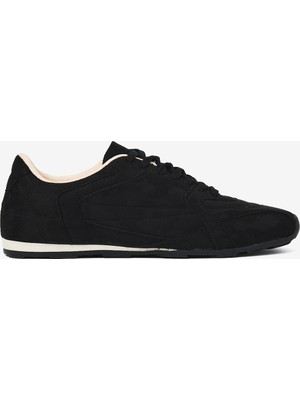 Tonny Black Kadın Siyah Süet Kauçuk Taban Nefes Alabilen Bağcıklı Sneaker