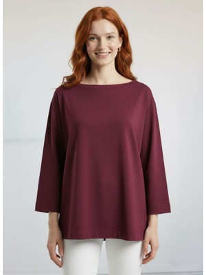 Neden Tekstil Kadın Bordo Regular Kesim Uzun Kollu Bluz