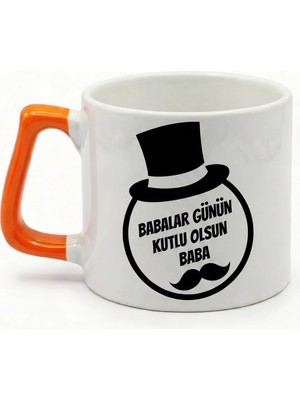 Desene Bak Babaya Özel Babalar Günün Kutlu Olsun Yazılı Kupa Bardak - Komik Tasarım Baskılı Seramik Hediye Kupa Bardak