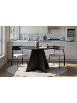 Rani Home Yemek Masası Ahşap Desenli Siyah 120 cm GA-5311