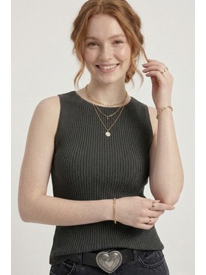 Neden Tekstil Kadın Fitilli Triko Atlet Slim Fit Yazlık Kolsuz Bluz