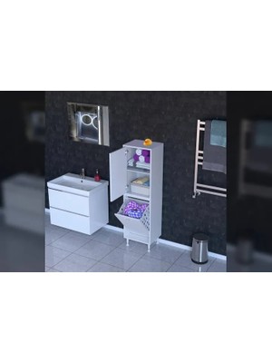 Vivense Ilkim Alt Modül Sepet Üst Modül Kapak Banyo Dolabı, 40 cm