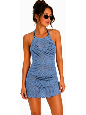 Neden Tekstil Ajurlu Sırt Dekolteli Transparan Beachwear - Mini Plaj Elbisesi