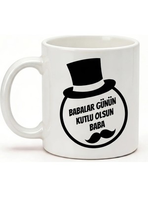 Desene Bak Babaya Özel Babalar Günün Kutlu Olsun Yazılı Kupa Bardak - Komik Tasarım Baskılı Seramik Hediye Kupa Bardak
