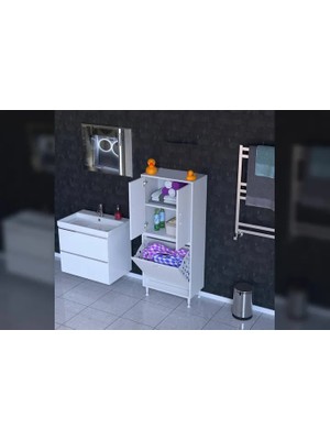 Vivense Ilkim Alt Modül Sepet Üst Modül Kapak Banyo Dolabı, 55 cm