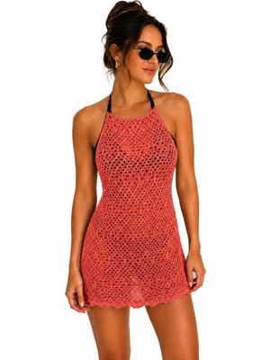 Neden Tekstil Ajurlu Sırt Dekolteli Transparan Beachwear - Mini Plaj Elbisesi