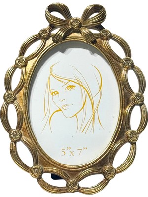 Lara Decor Oval Fiyonk Desen Dekoratif Çerçeve